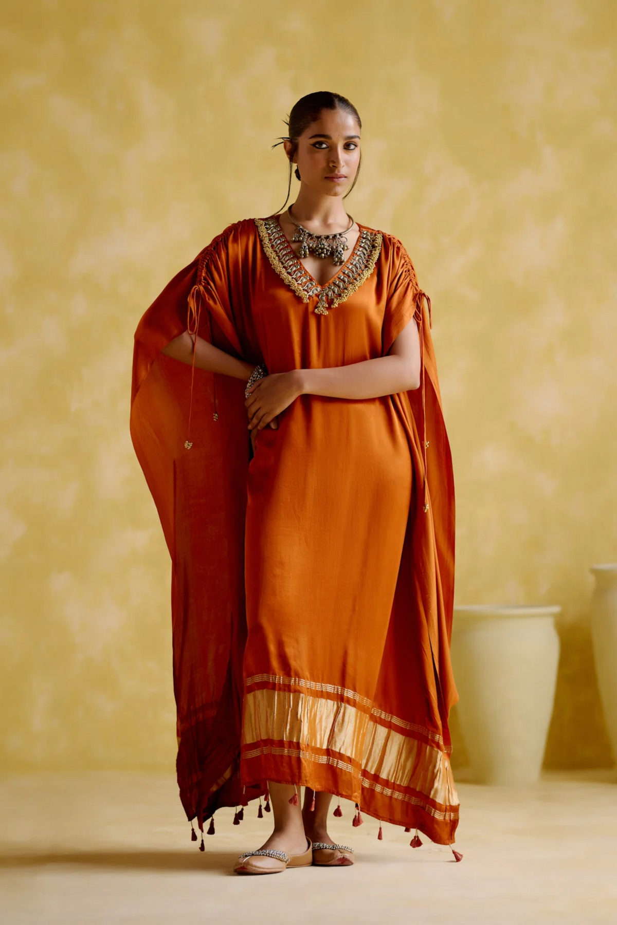 Amor Orange Kaftan Dress