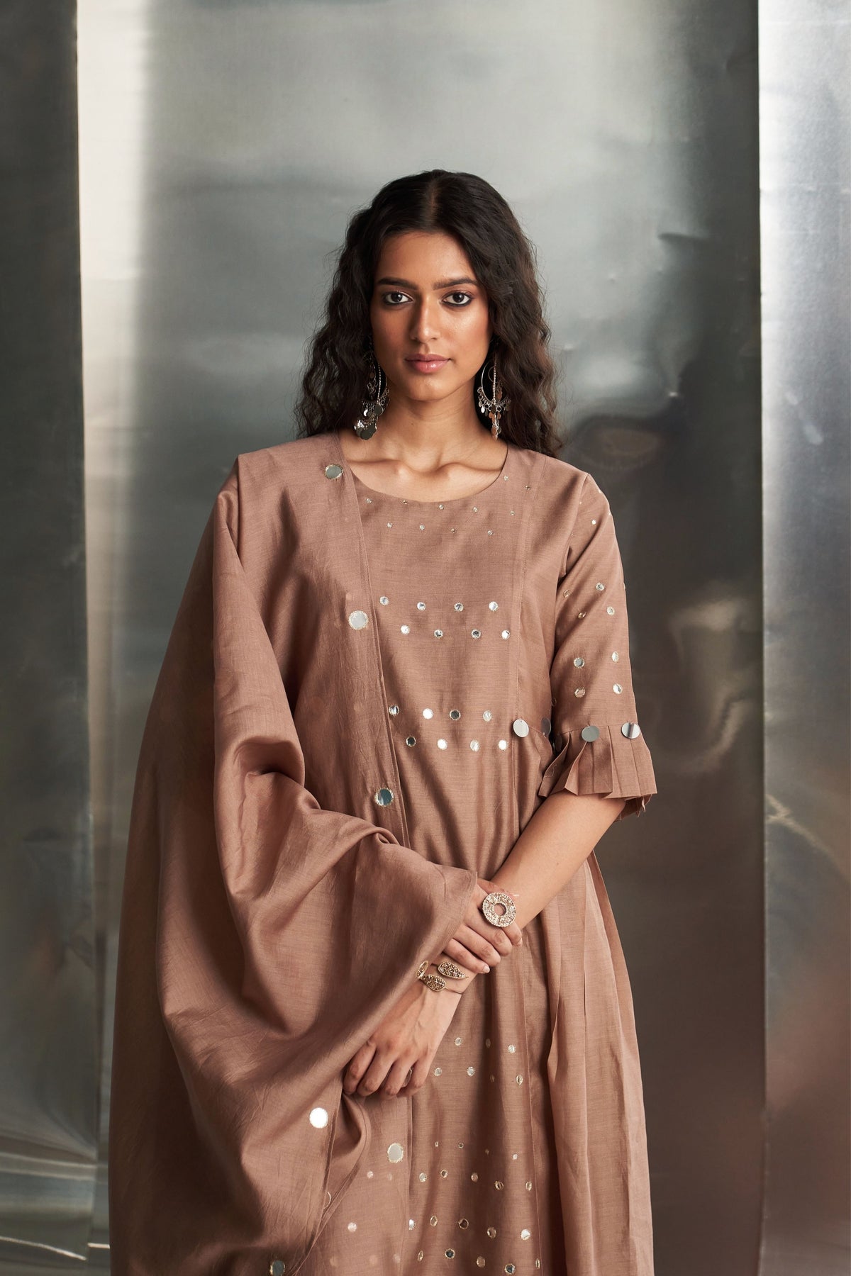 Ginger Pleated Sleeves Kurta Set