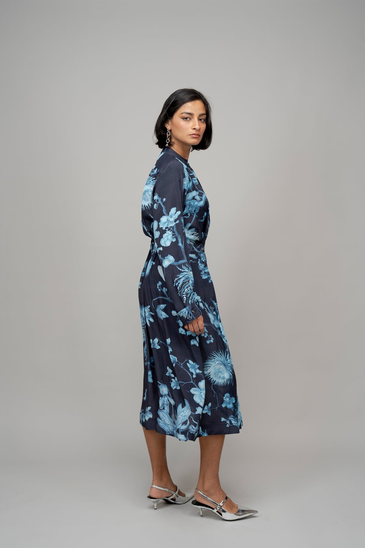 Garden Print Wrap Dress in Aurora Borealis