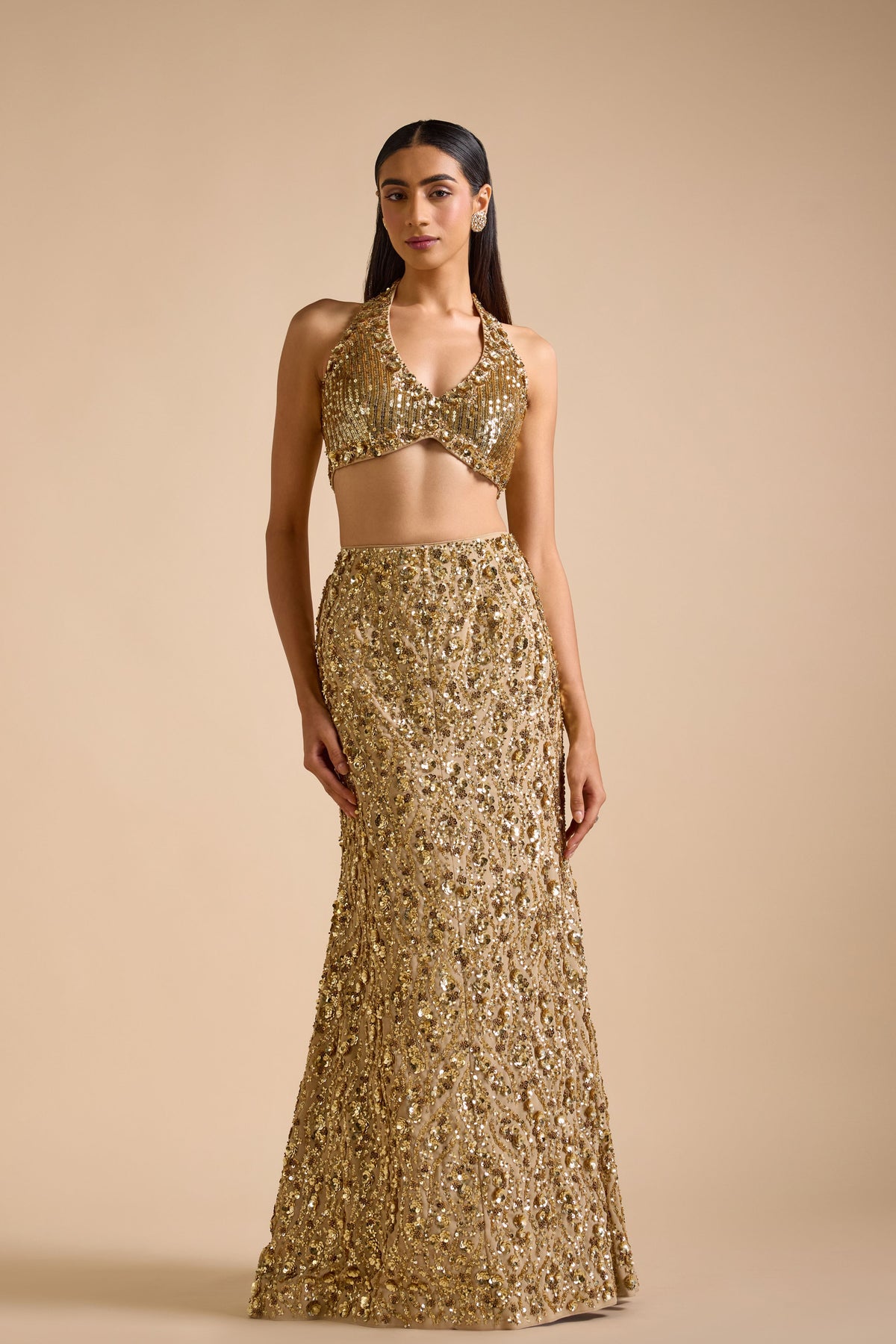 Gold Mermaid Style Skirt Set