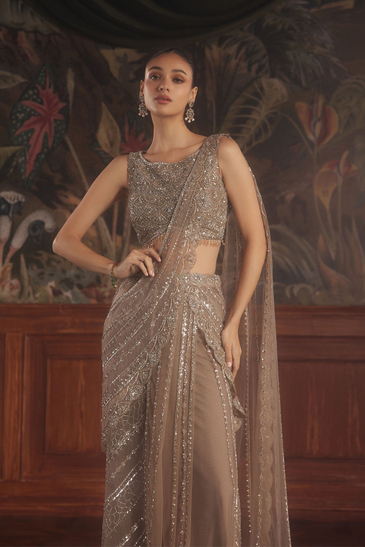 Solaris Beige Draped Saree