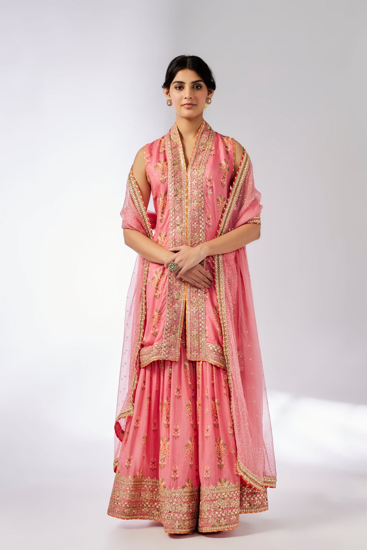 Pink Dhriti Sleeveless Sharara Set