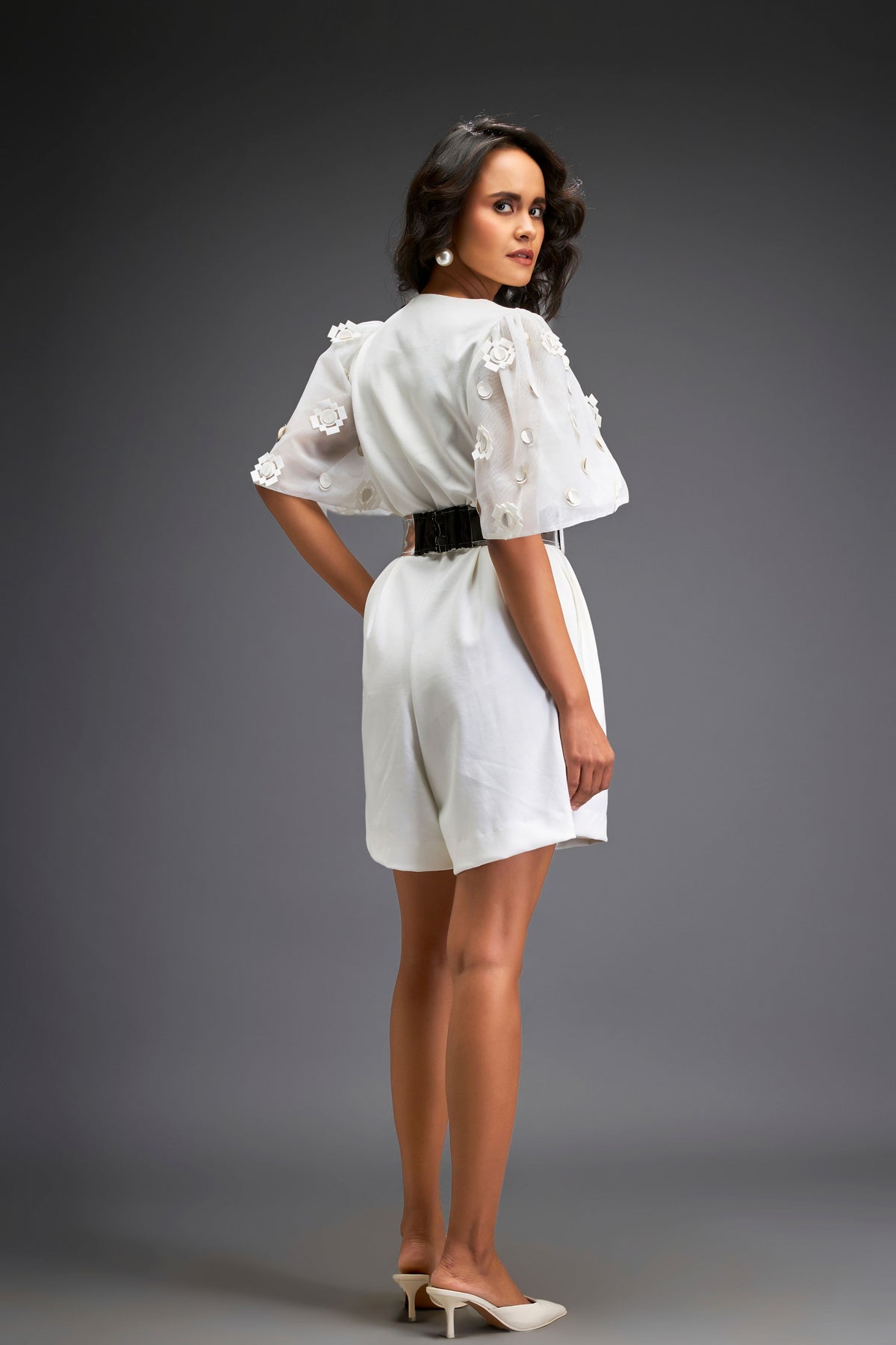 White Playsuit With Belt