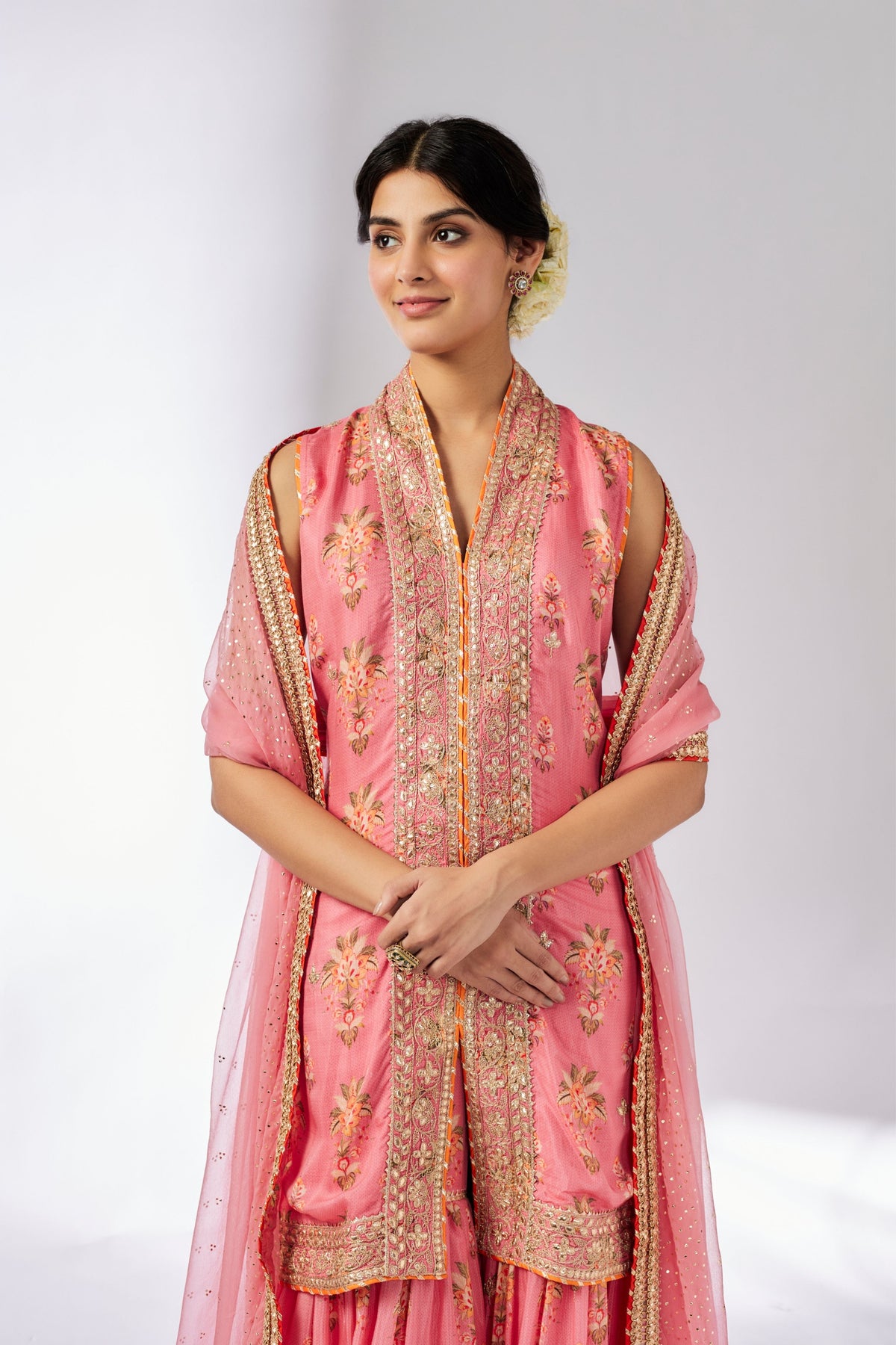 Pink Dhriti Sleeveless Sharara Set