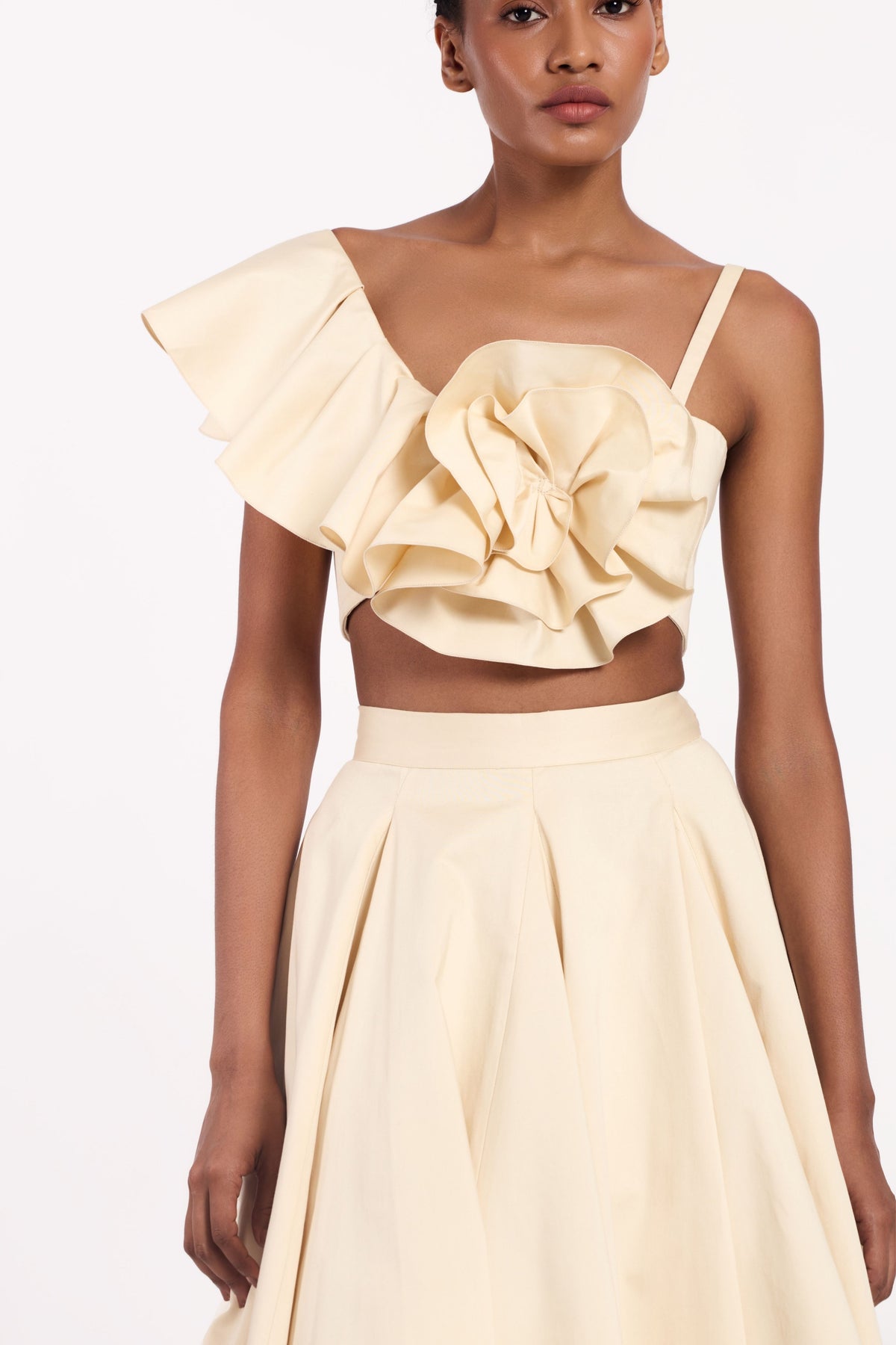 One Shoulder Ruffled Crop Top