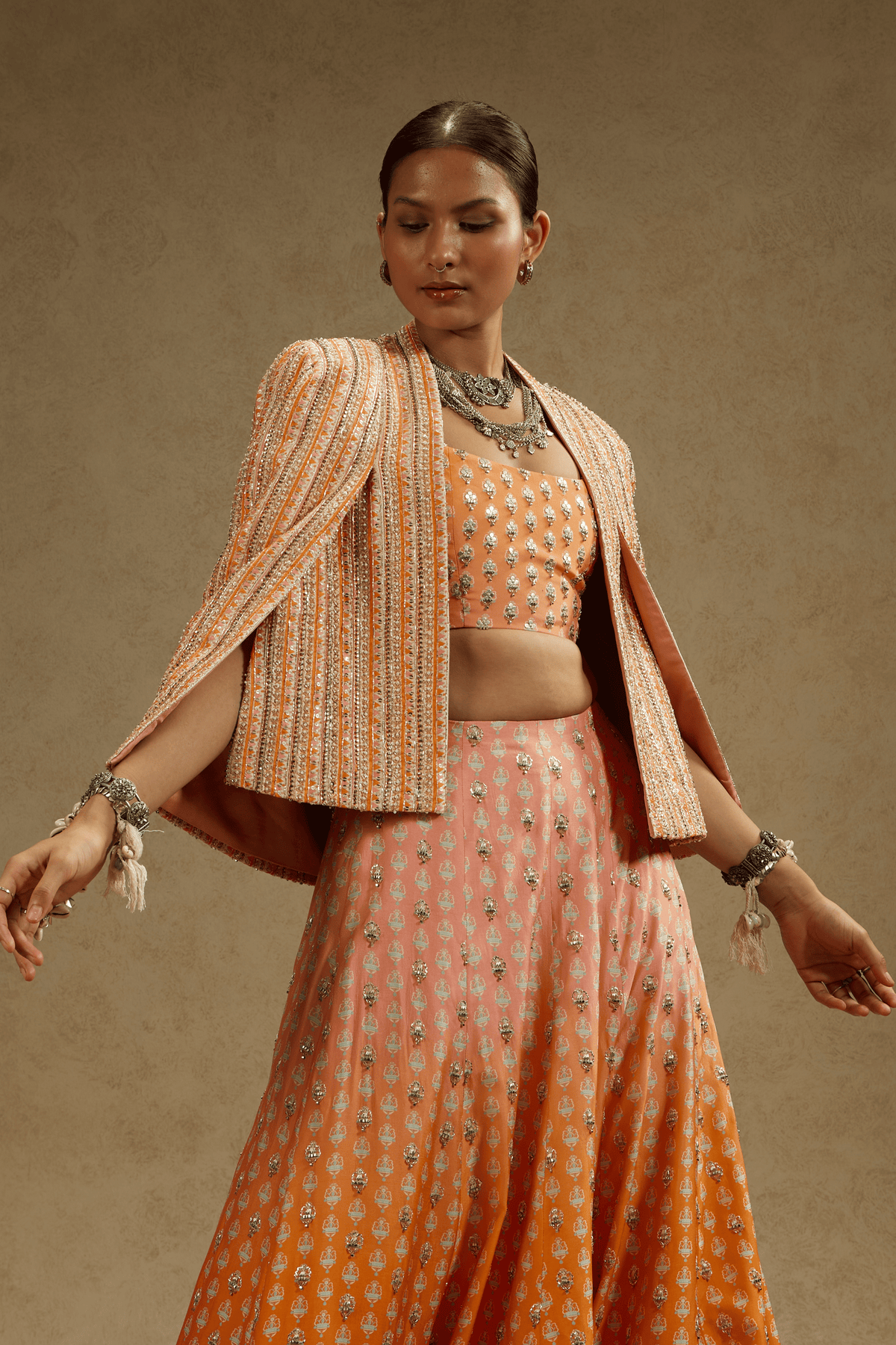 Pink Jacket With Bustier, Lehenga