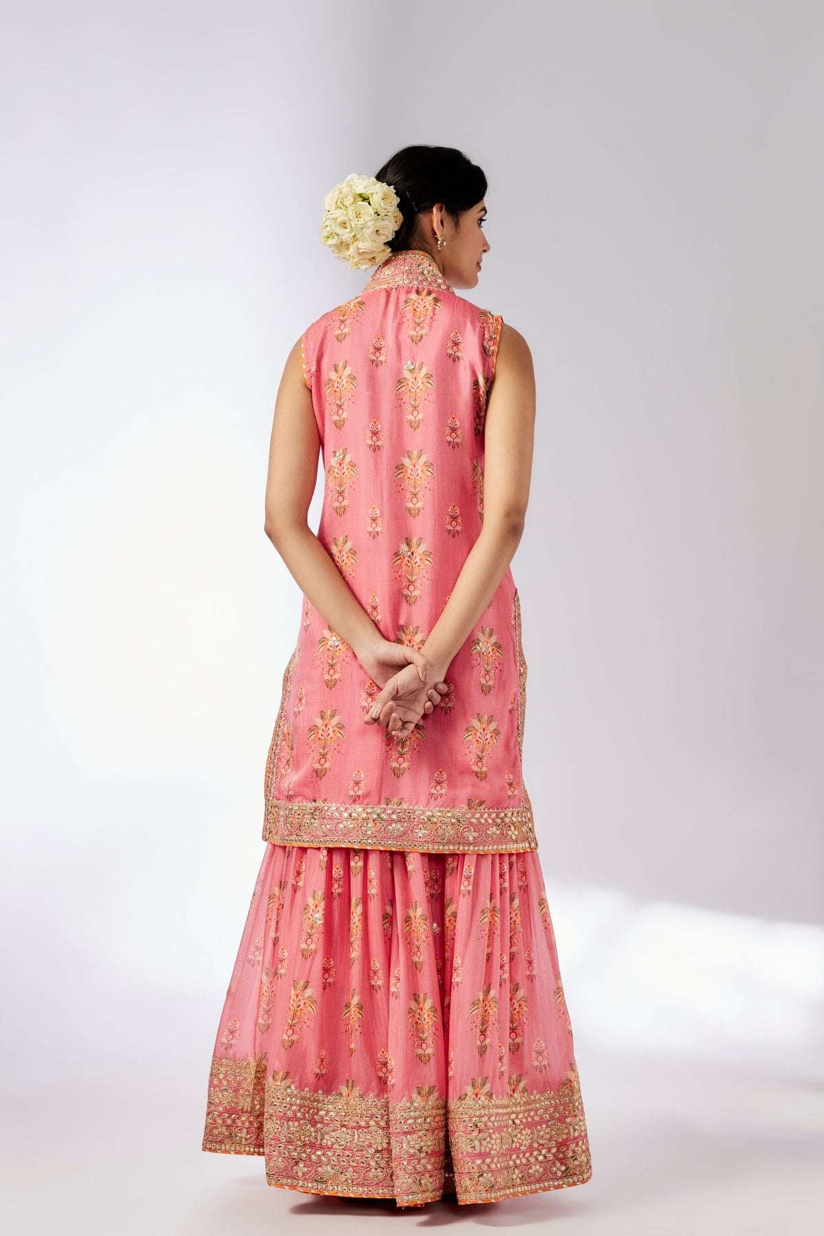 Pink Dhriti Sleeveless Sharara Set