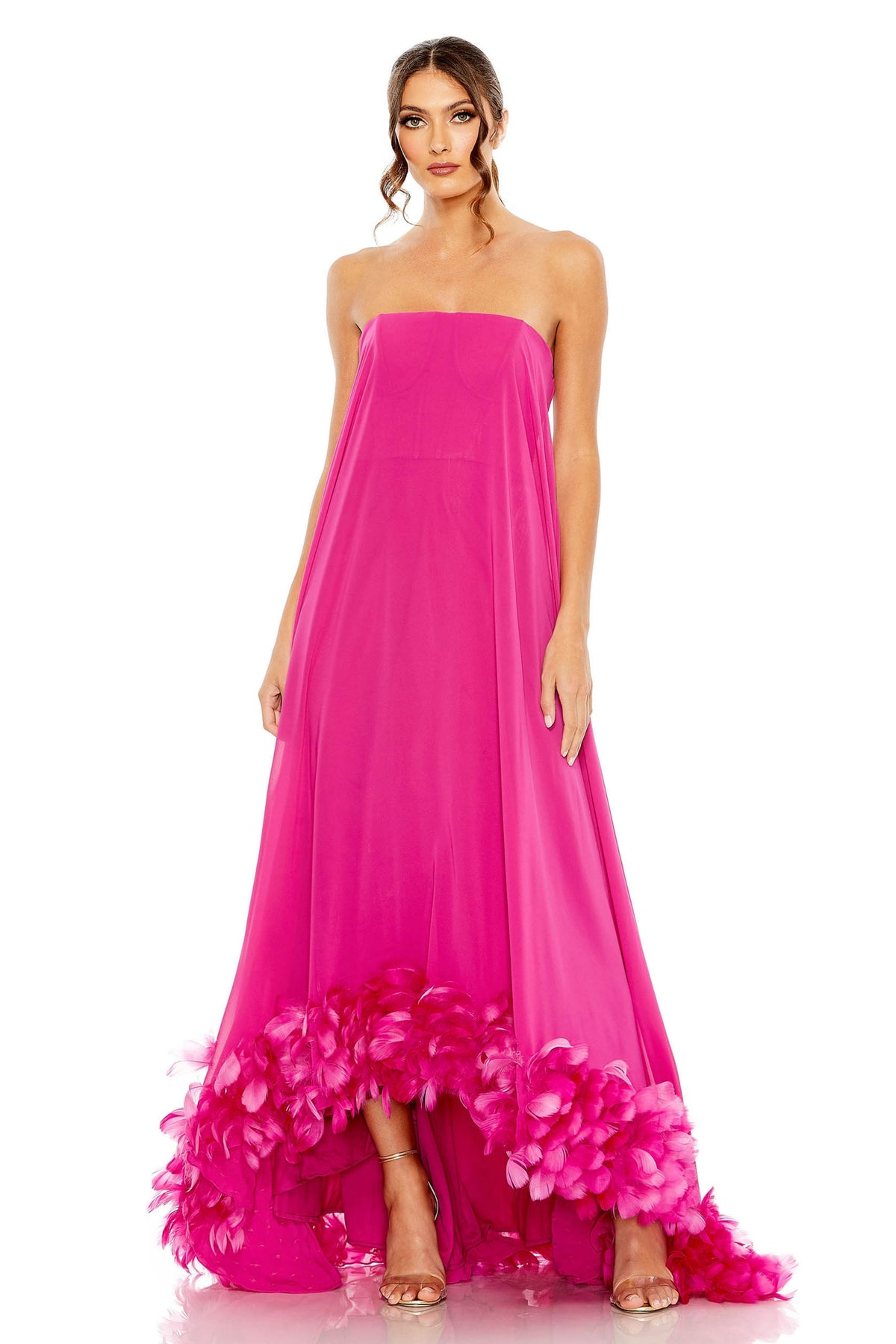 Long Fuchsia Strapless Gown