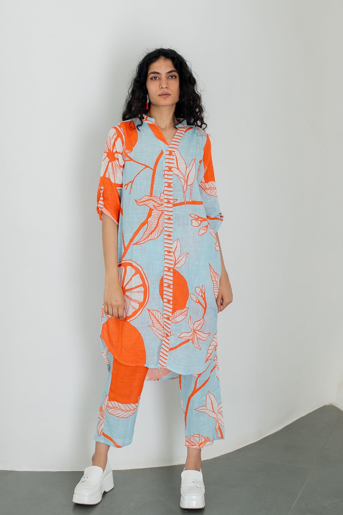 Mandarin Print Tunic Set