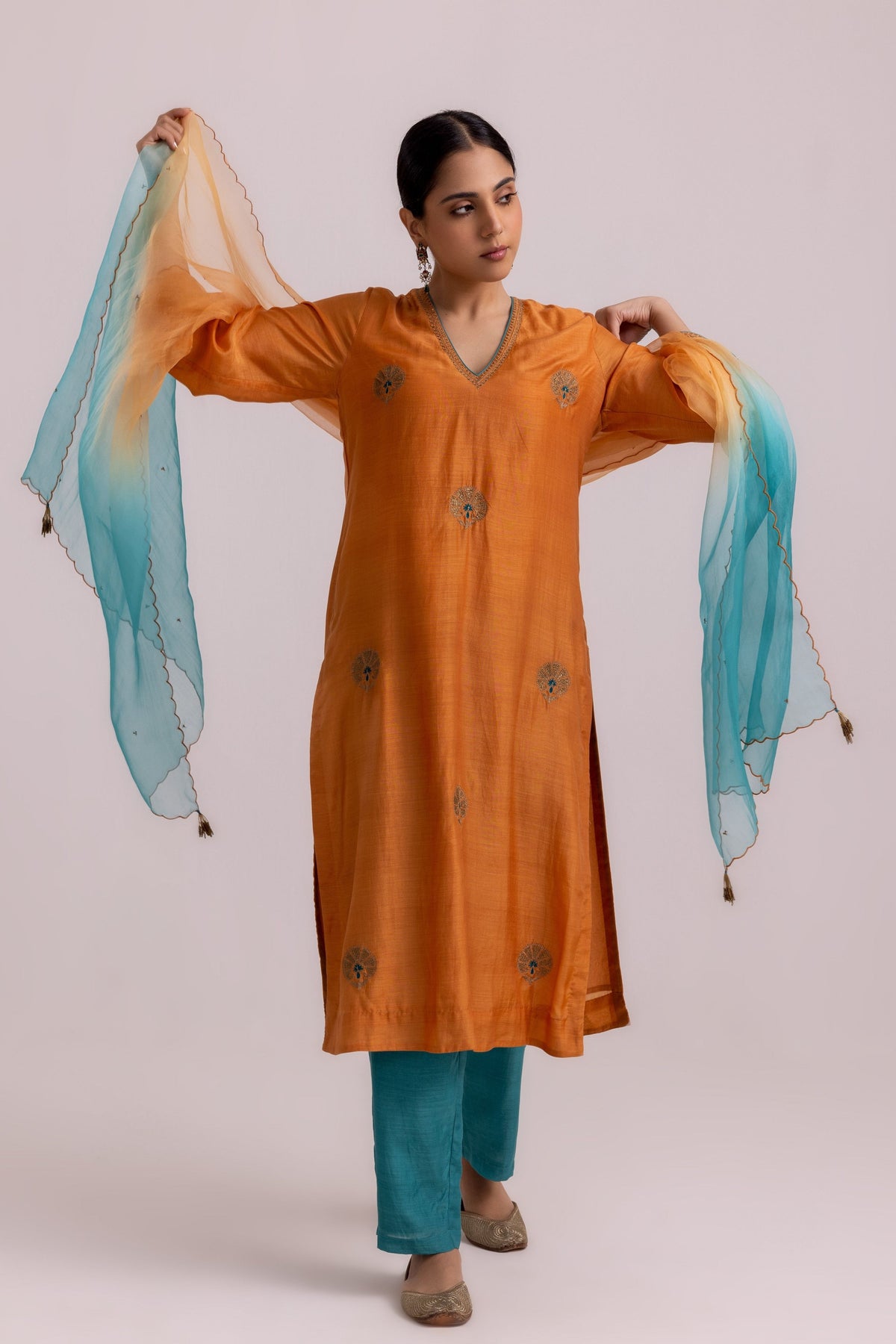 Veena Orange Kurta Set