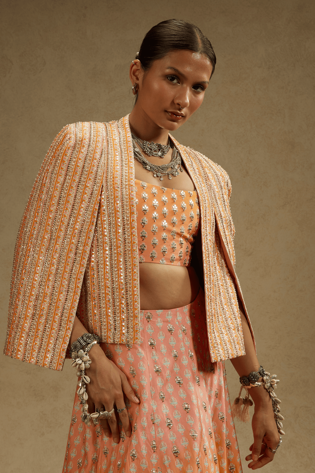 Pink Jacket With Bustier, Lehenga