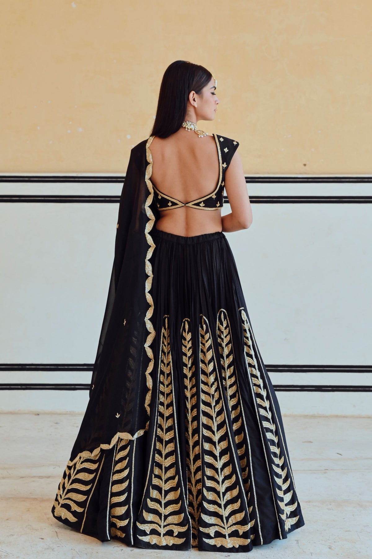 Black Embroidered Lehenga Set