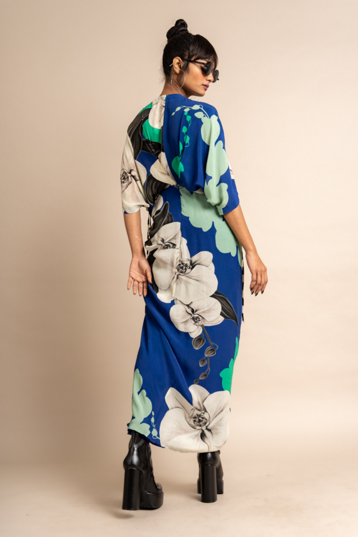 Kk Cobalt Print Gather Dress