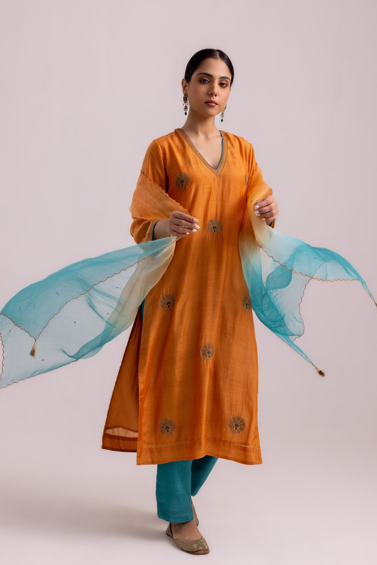 Veena Orange Kurta Set