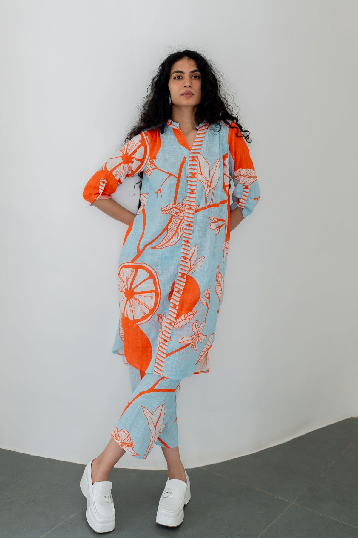 Mandarin Print Tunic Set