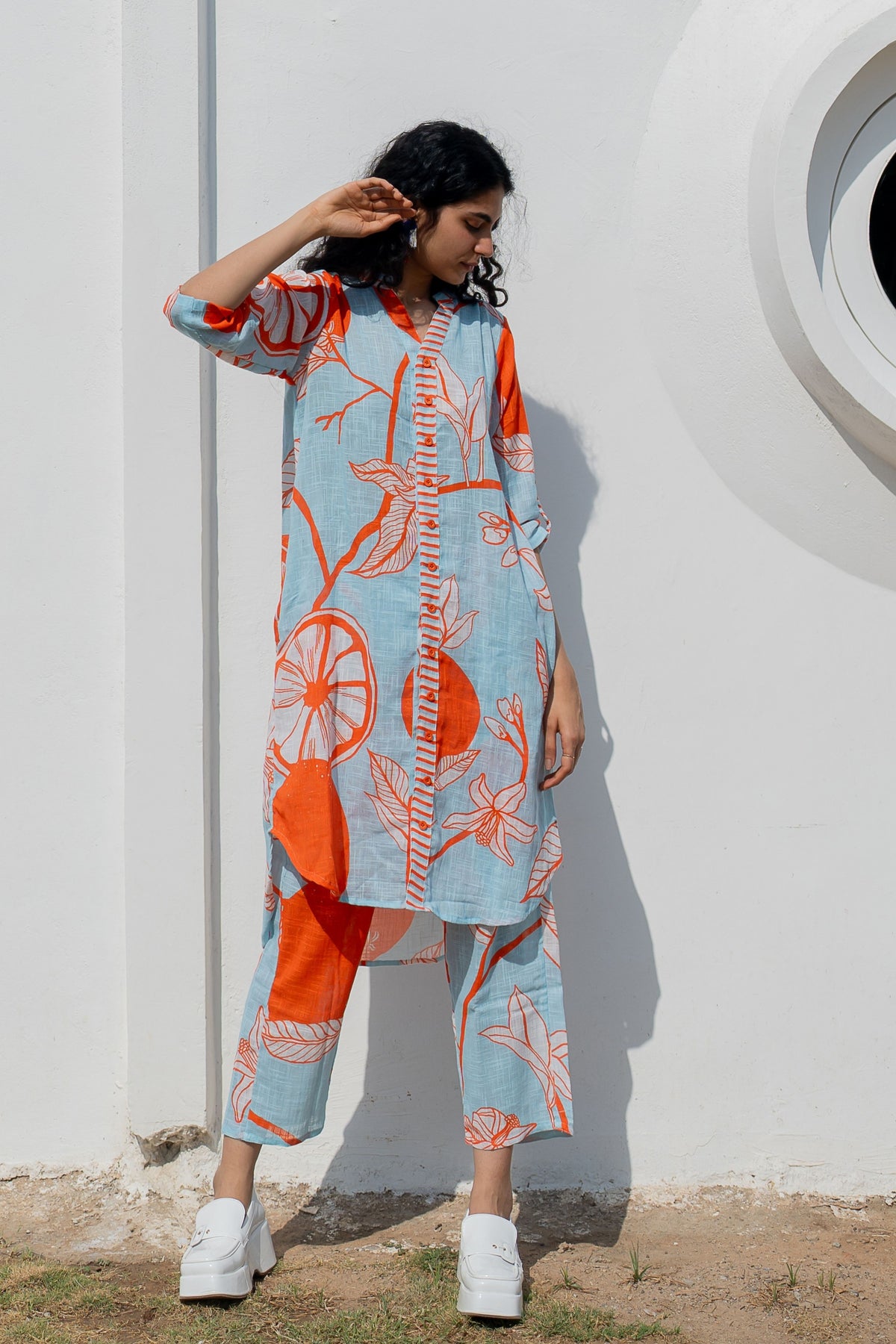 Mandarin Print Tunic Set