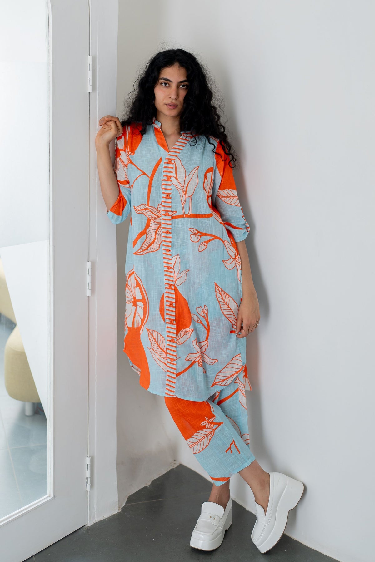 Mandarin Print Tunic Set