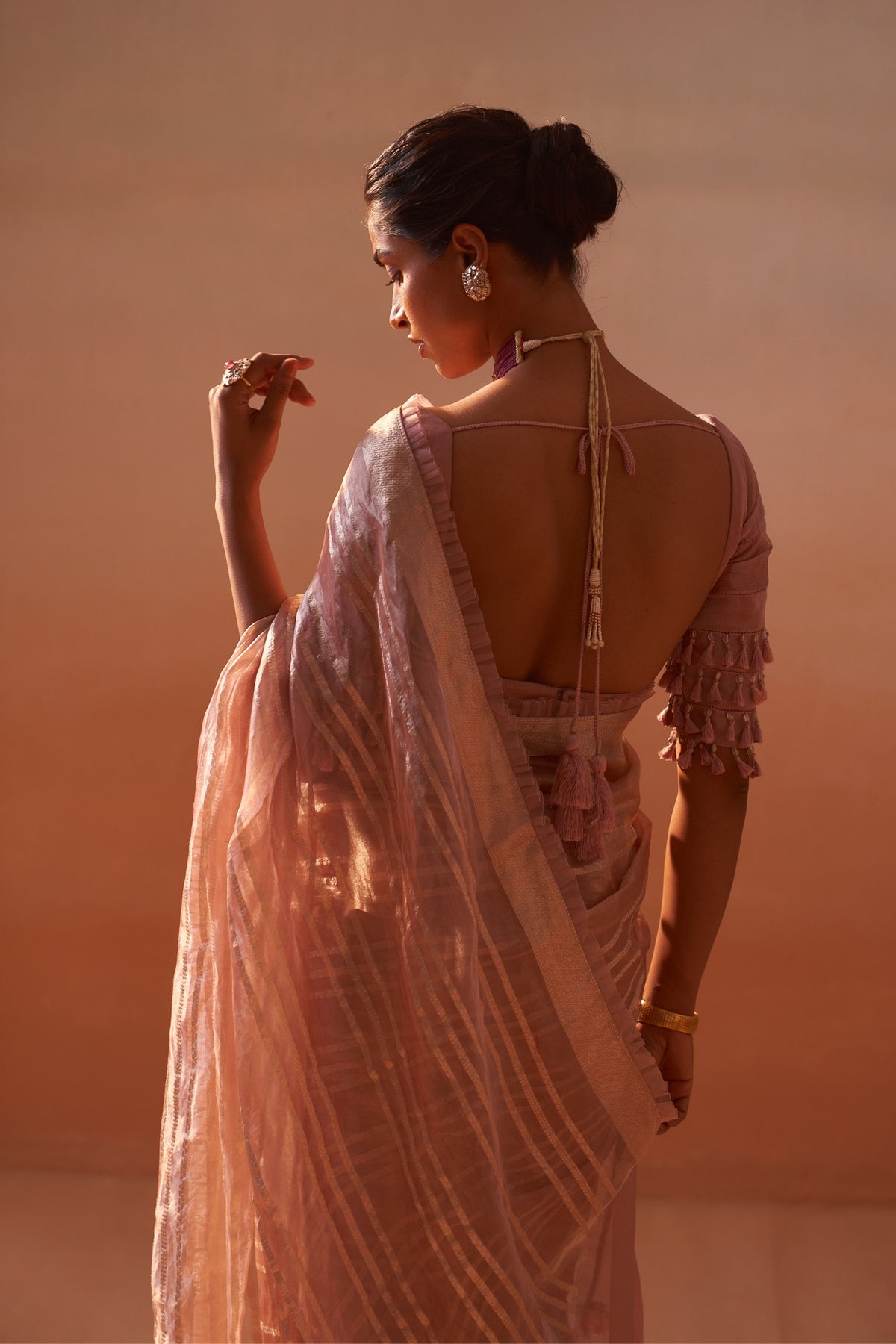 Rose Pink Organza Tissue Saree