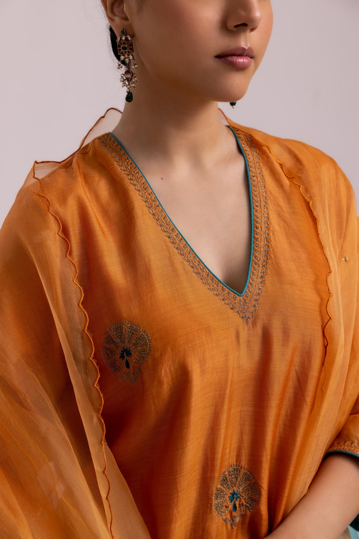 Veena Orange Kurta Set