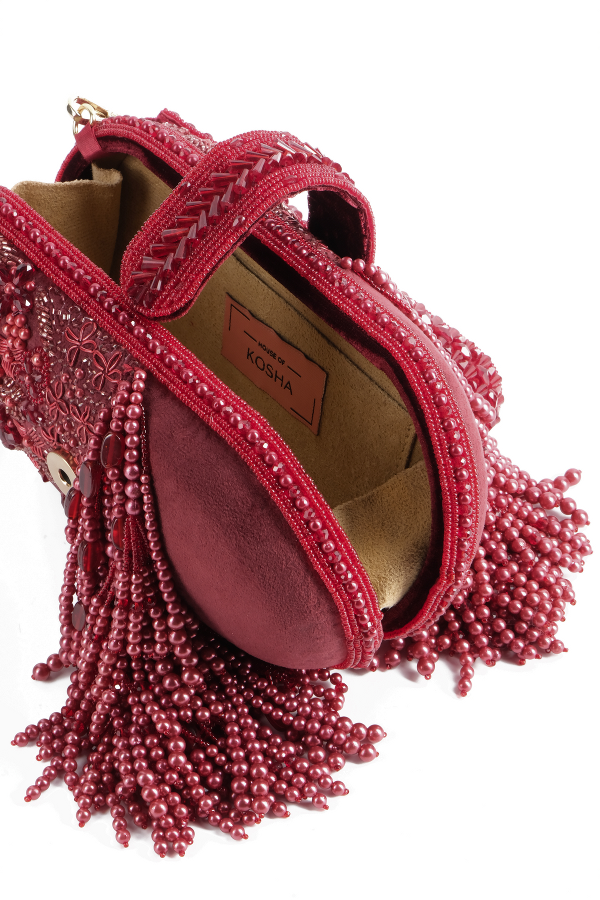 Azmat Maroon Embellished Capsule Bag