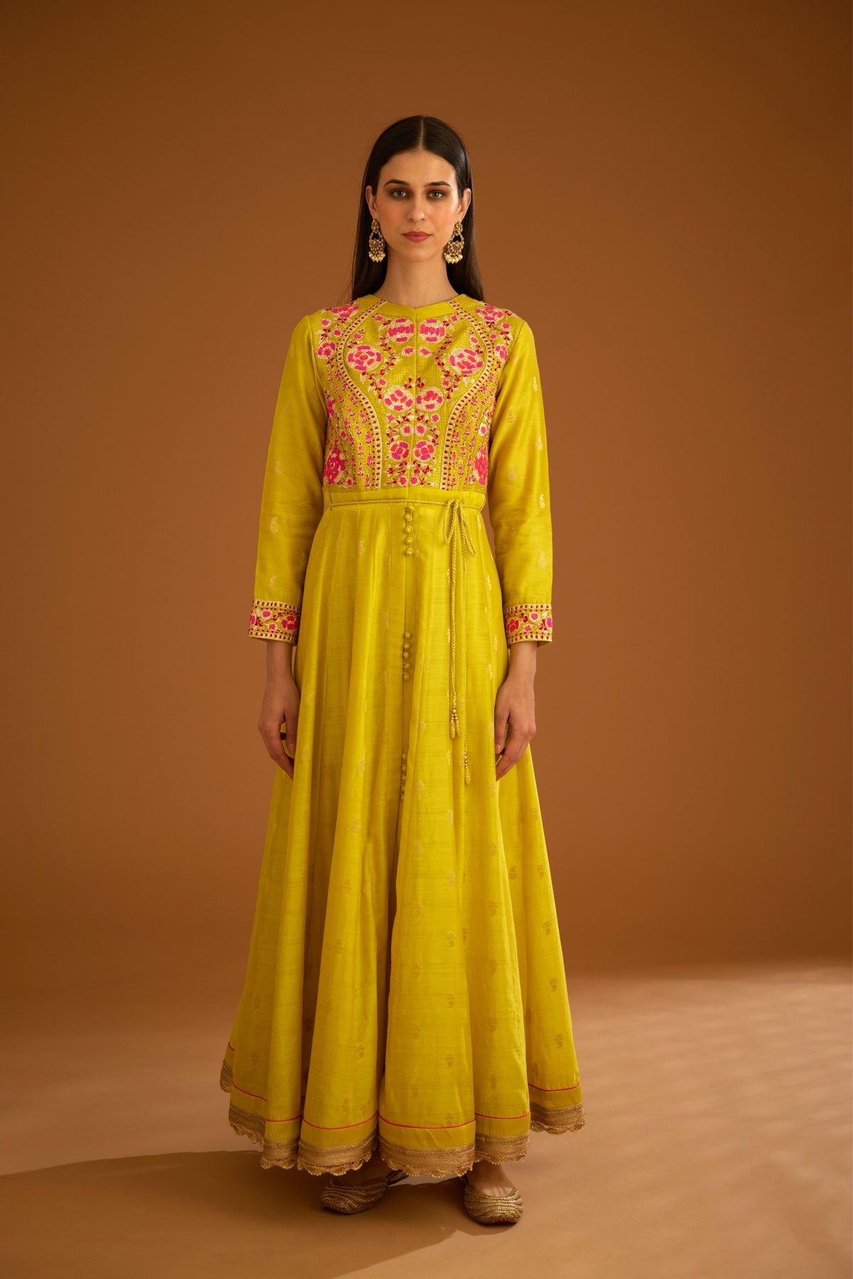 Lime green Anarkali set