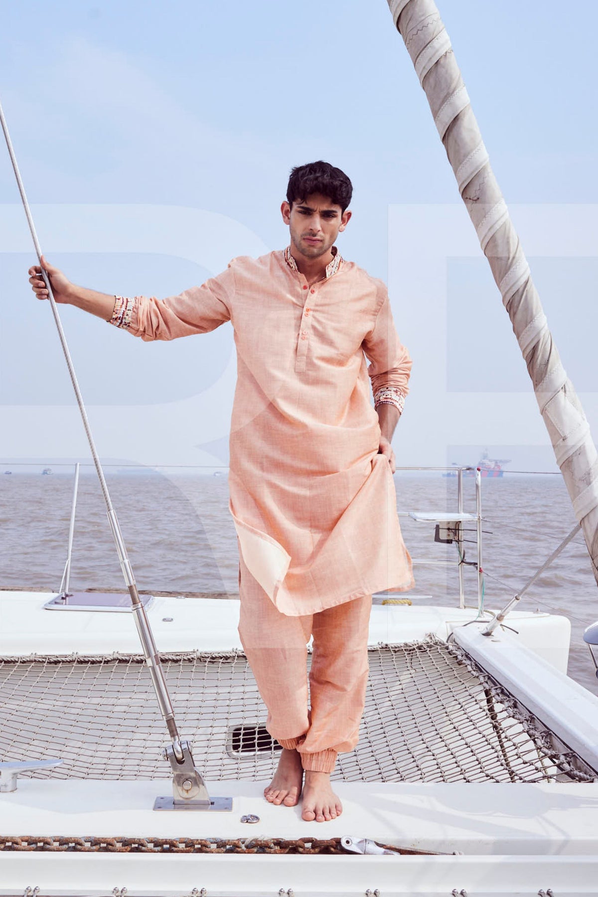 Embroidered Bundi With Kurta &amp; Jogger Pants