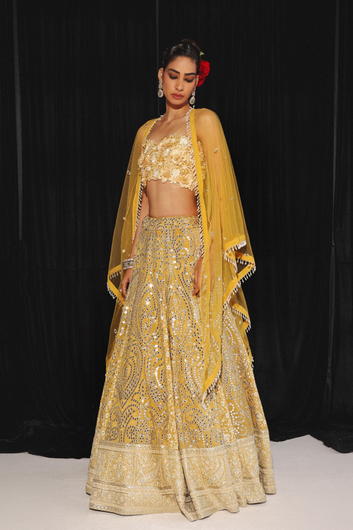 V Shape Golden Yellow Dupatta