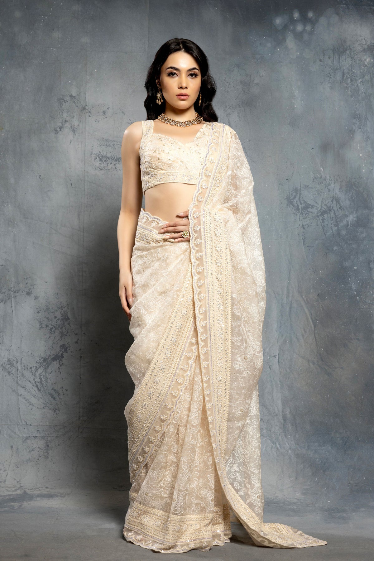 Embroidered Saree Set