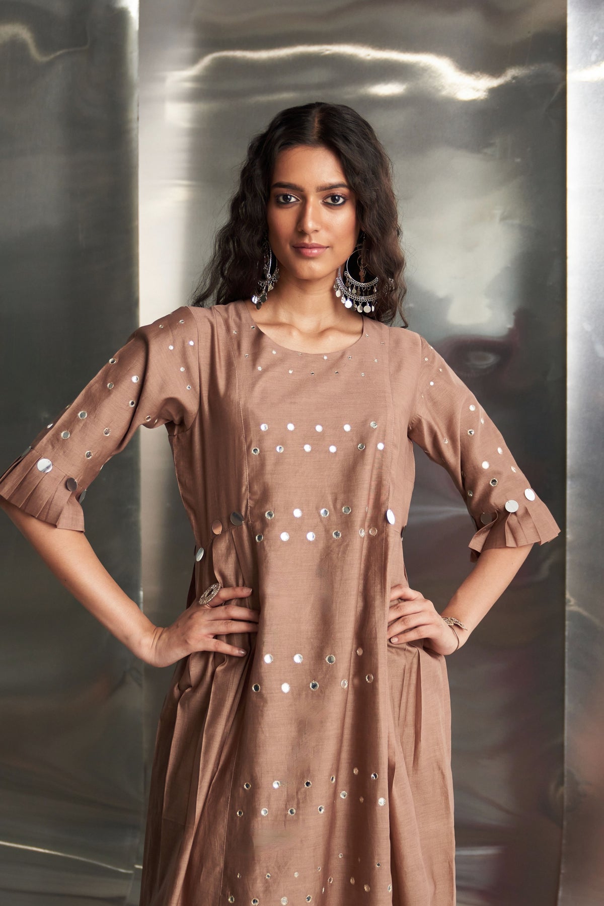 Ginger Pleated Sleeves Kurta Set