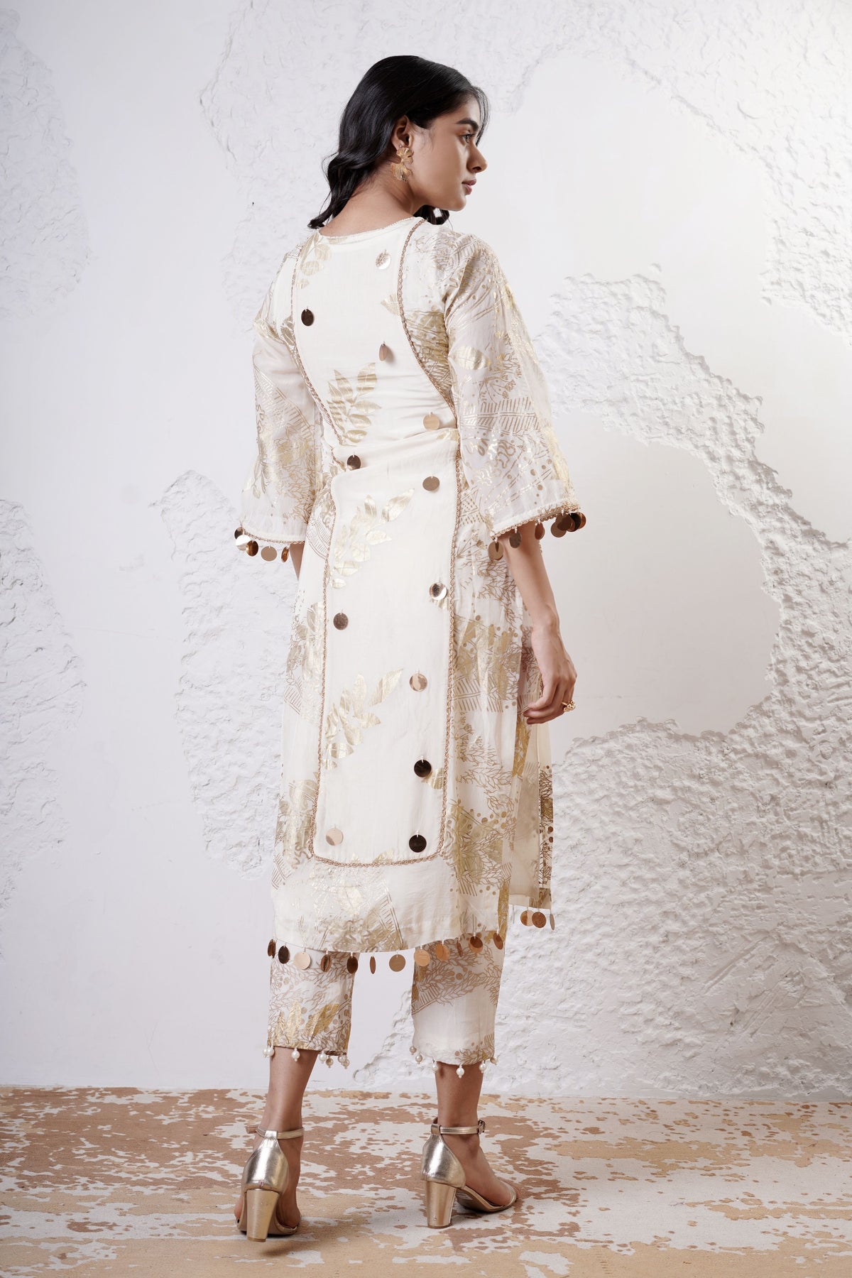 Ivory Panelled Kurta Set