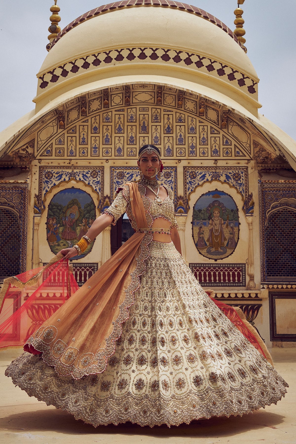 Gold Embroidered Lehenga Choli Set