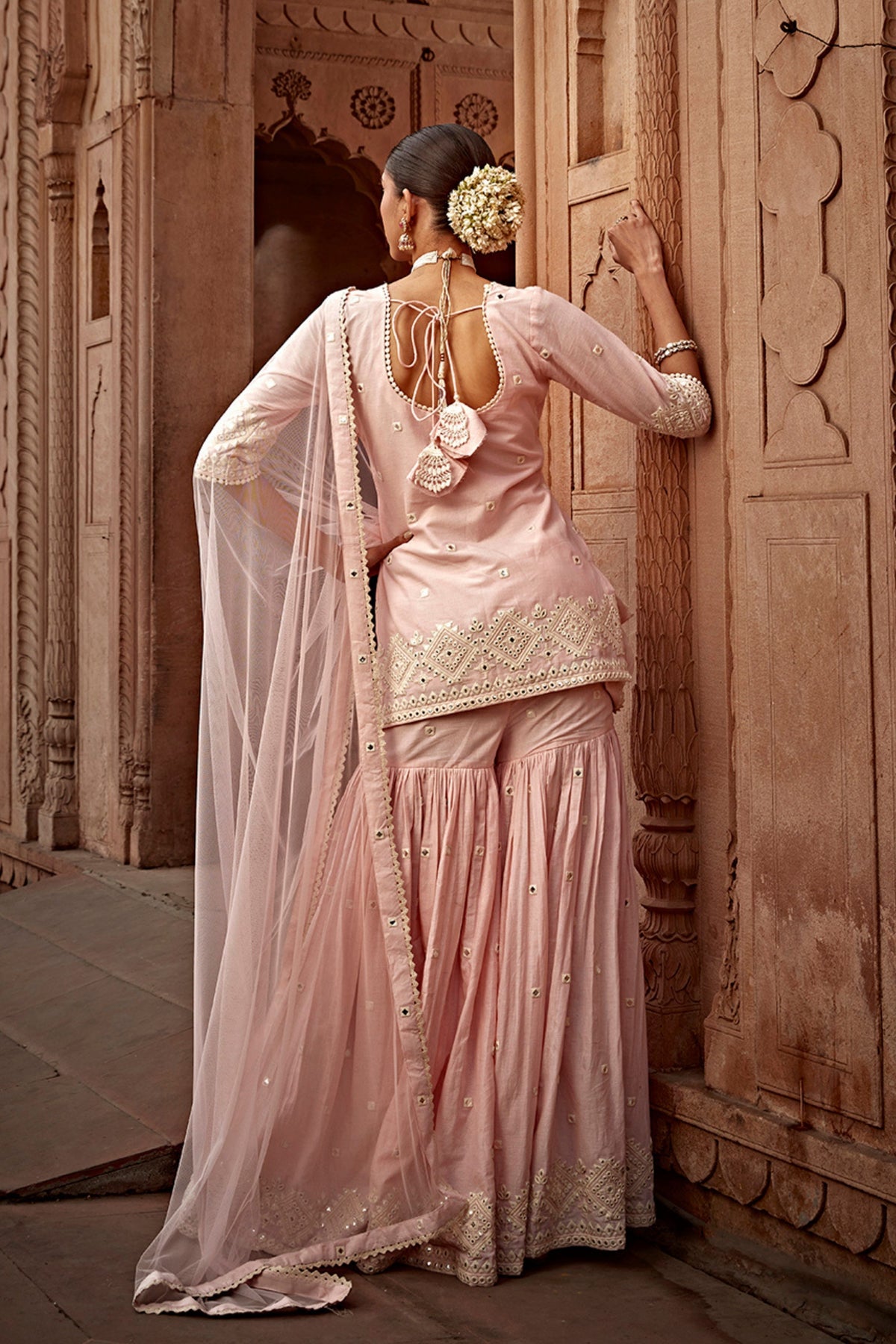 Blush Pink Straight Sharara Set