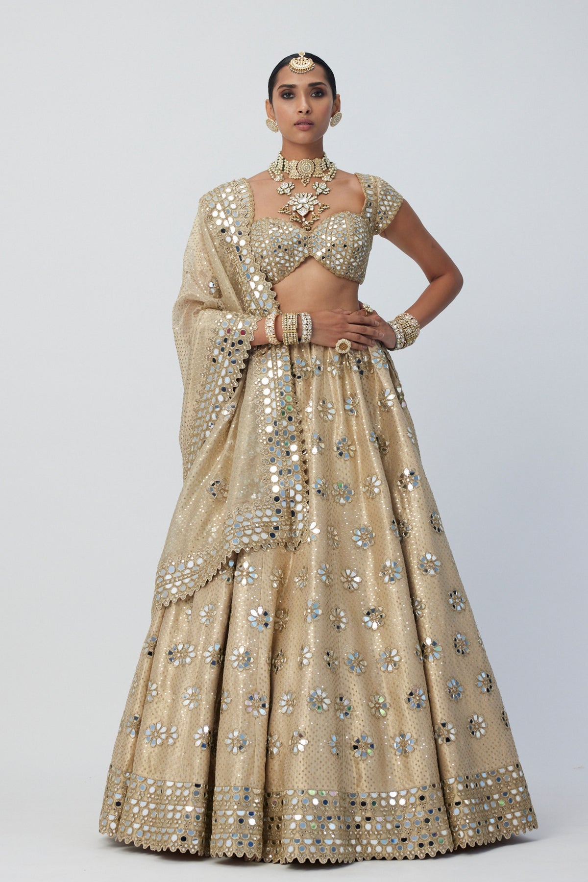 Golden Shimmer Flower Lehenga Set