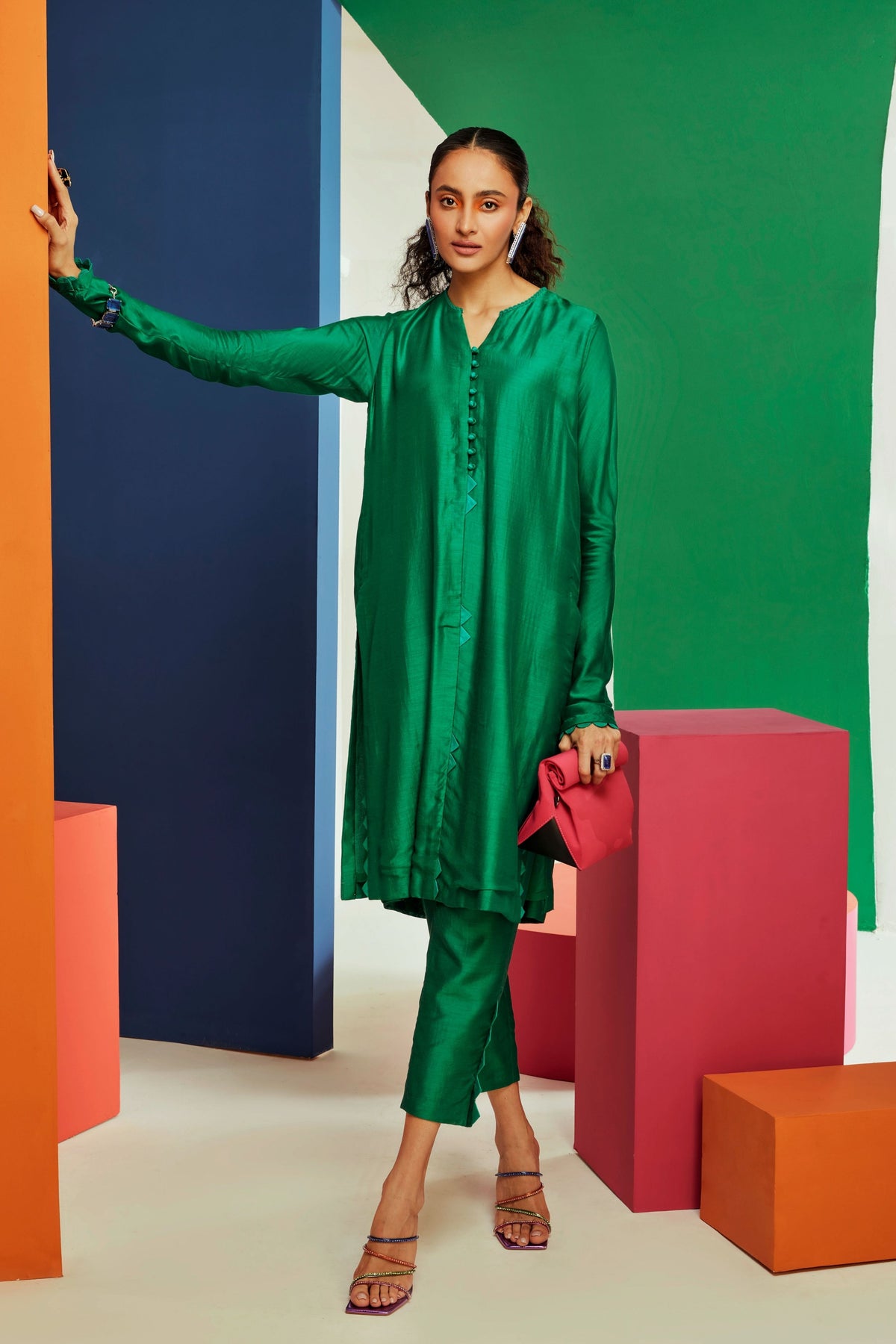 Dark Green Straight Kurta Set