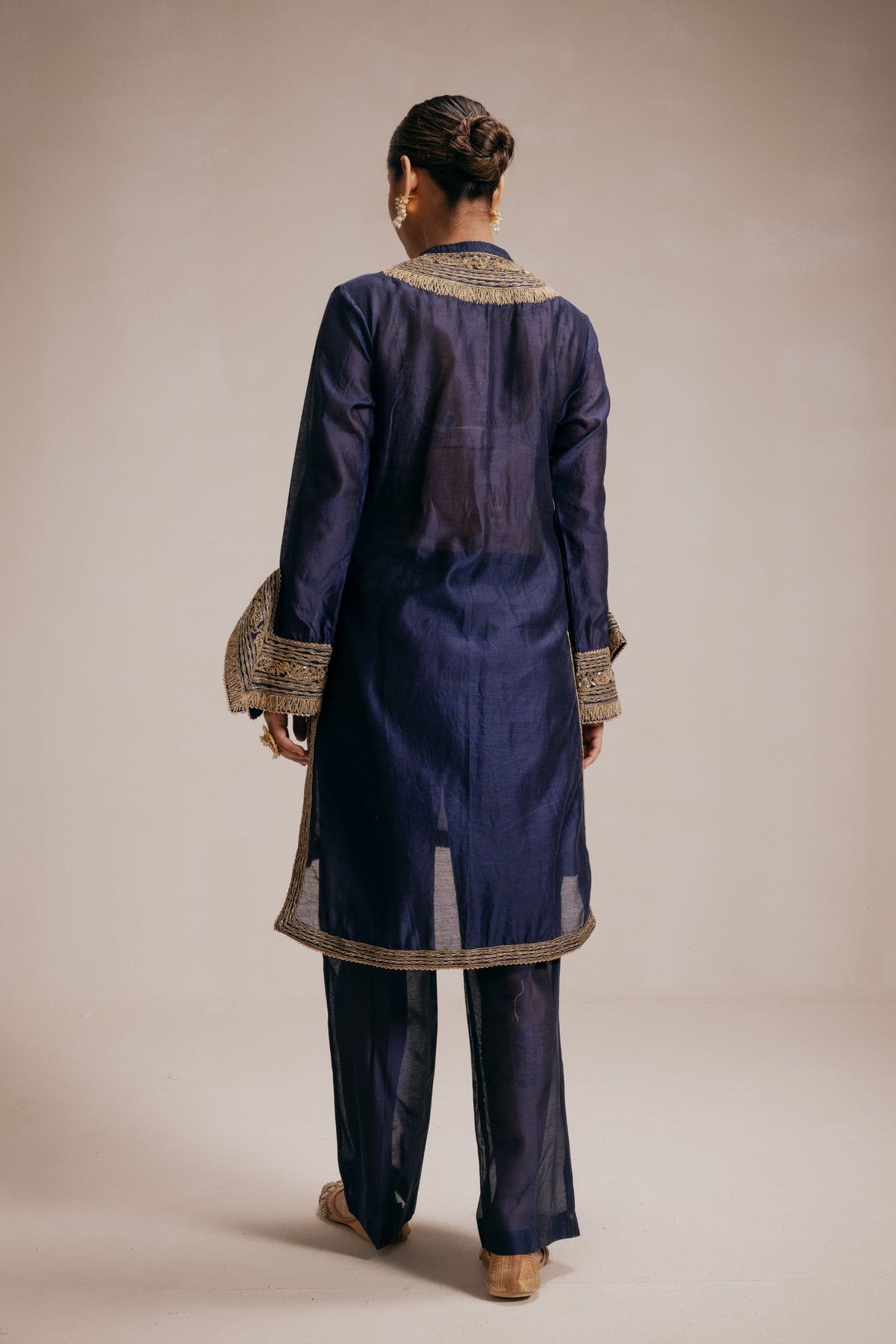 Blue High Low Kurta Set