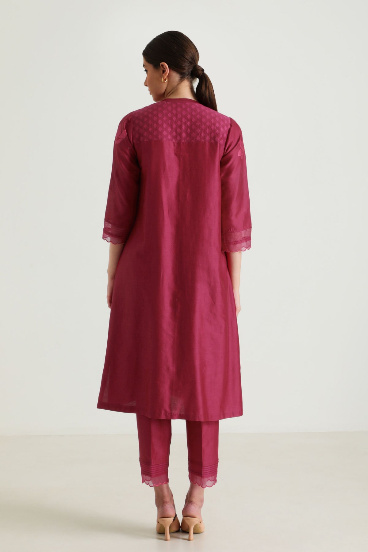 Fushsia Chanderi Kurta Set