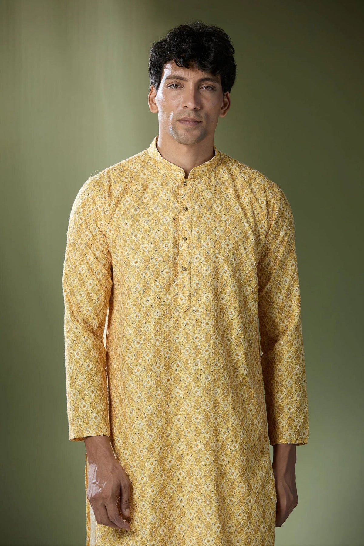 Yellow Printed Kurta Set