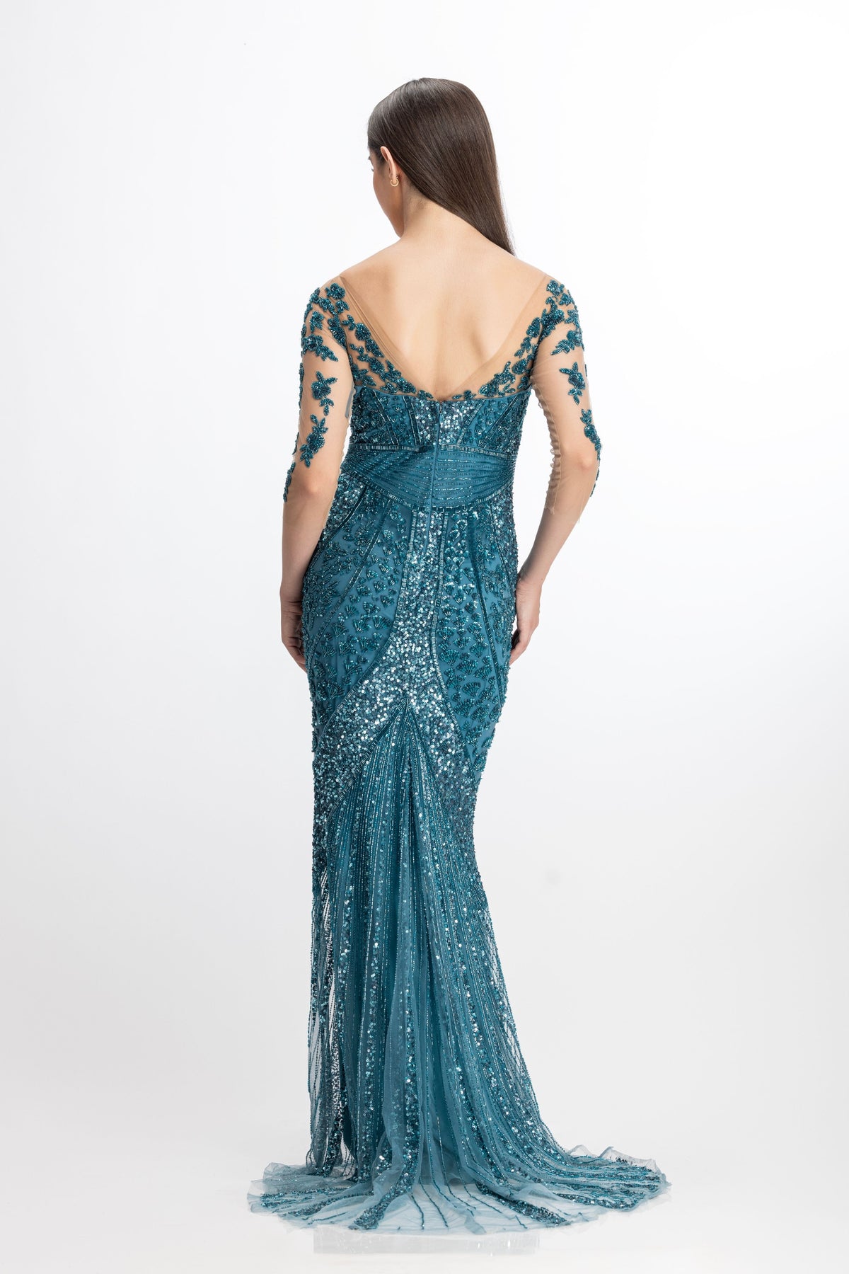 Floral Gown in Cobalt Blue