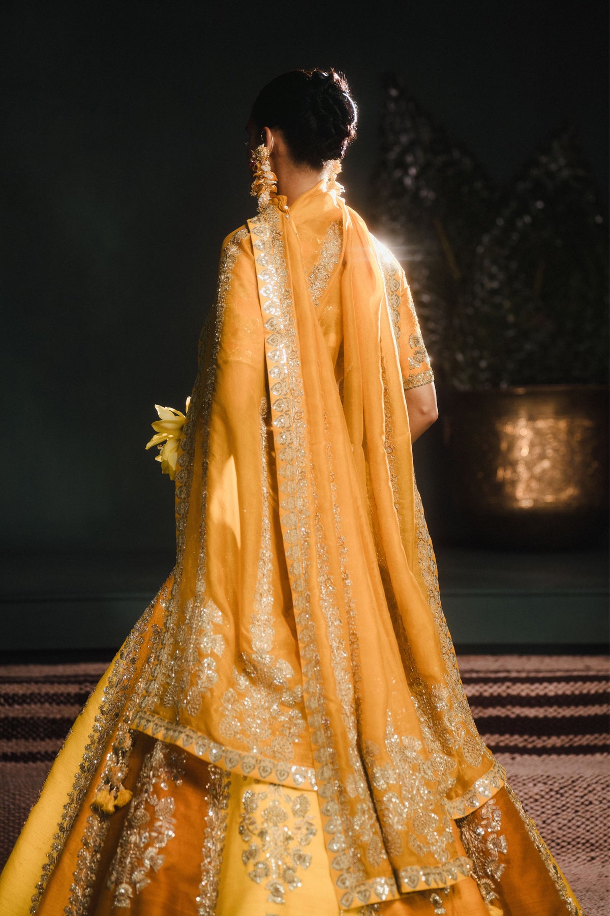 The Ghevar Ochre Lehenga Set