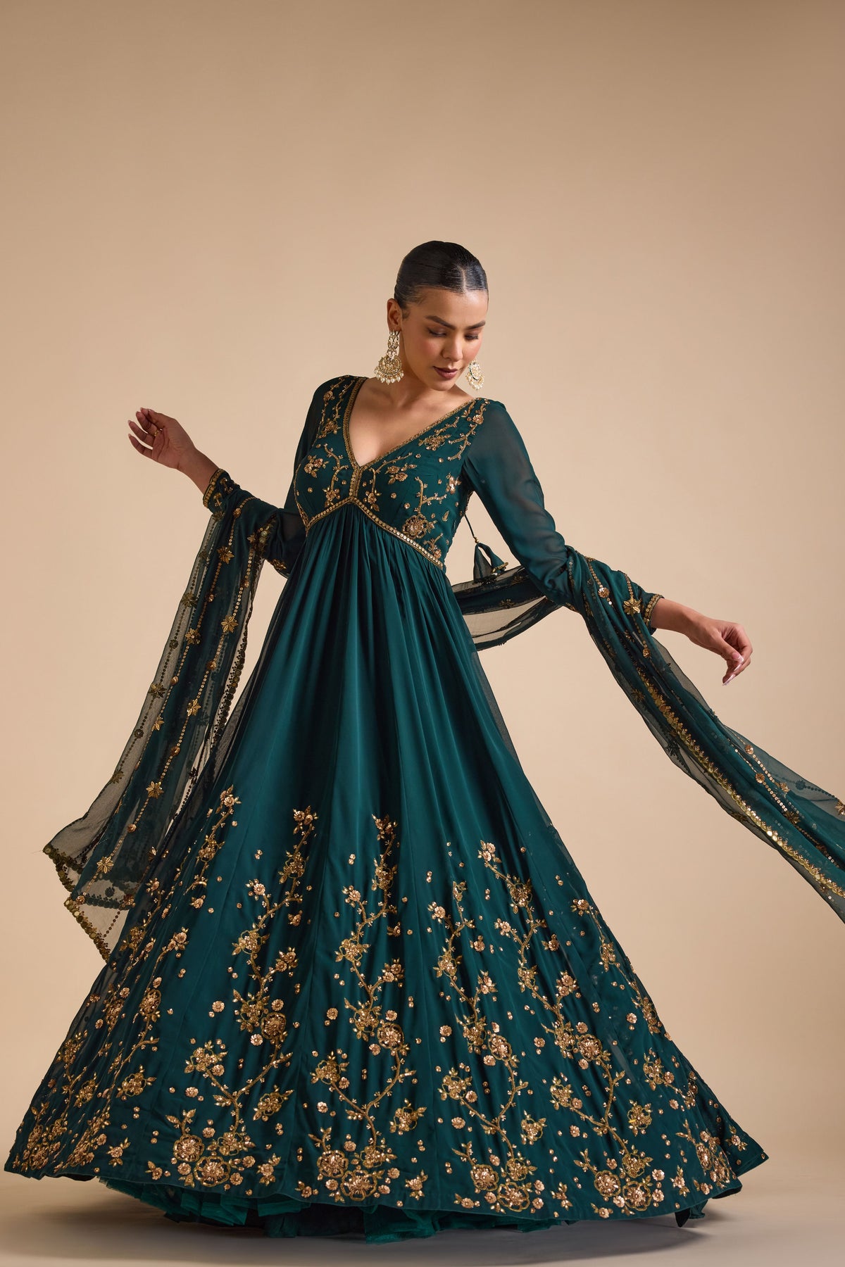 Emerald Green Anarkali Set