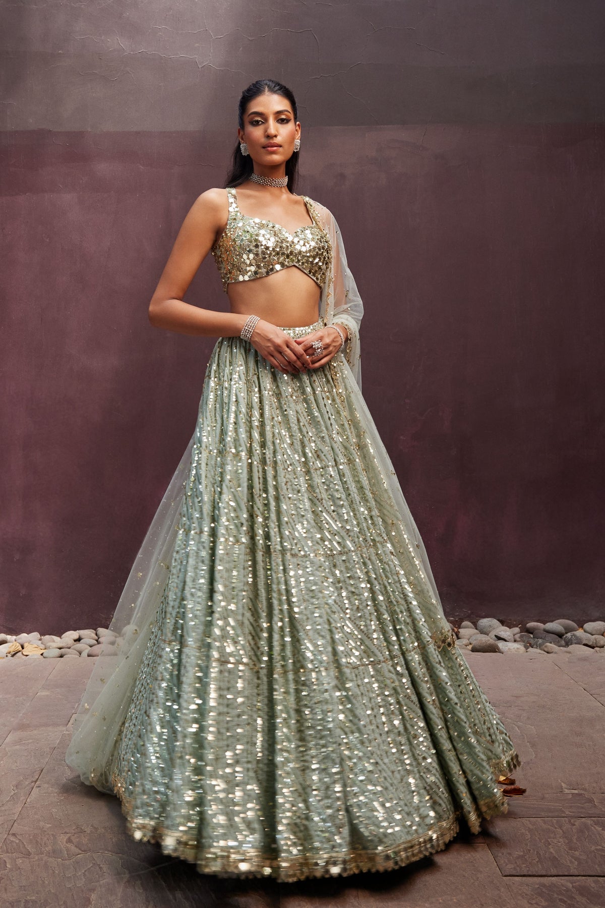 Mint Lehenga Set