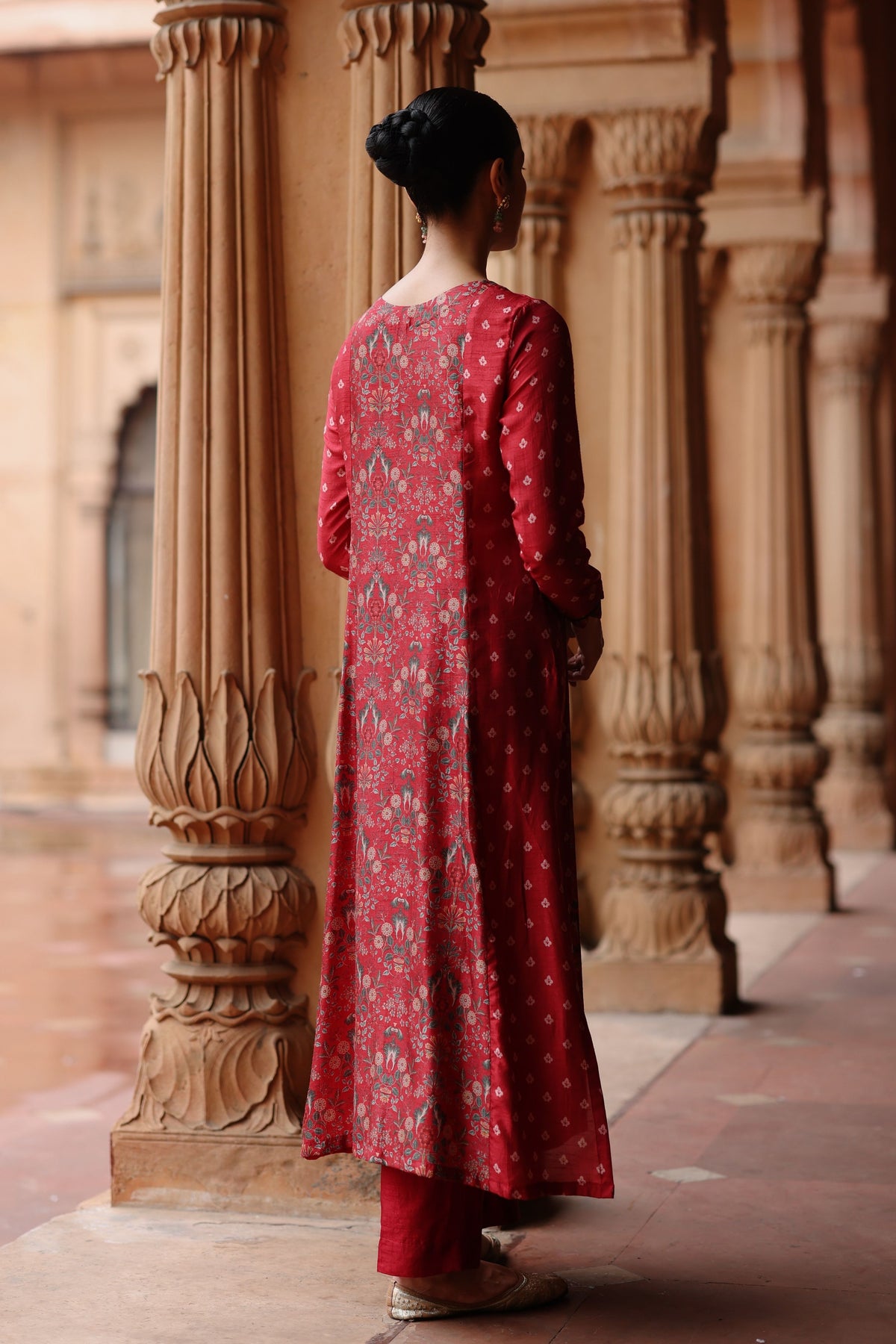 Red Printed Kurta Set