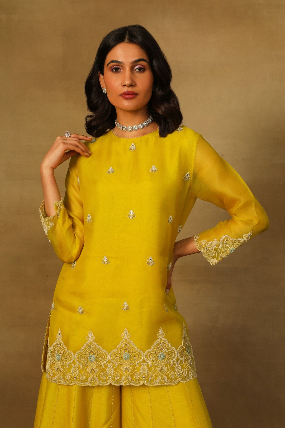 Yellow Short Kurta Set