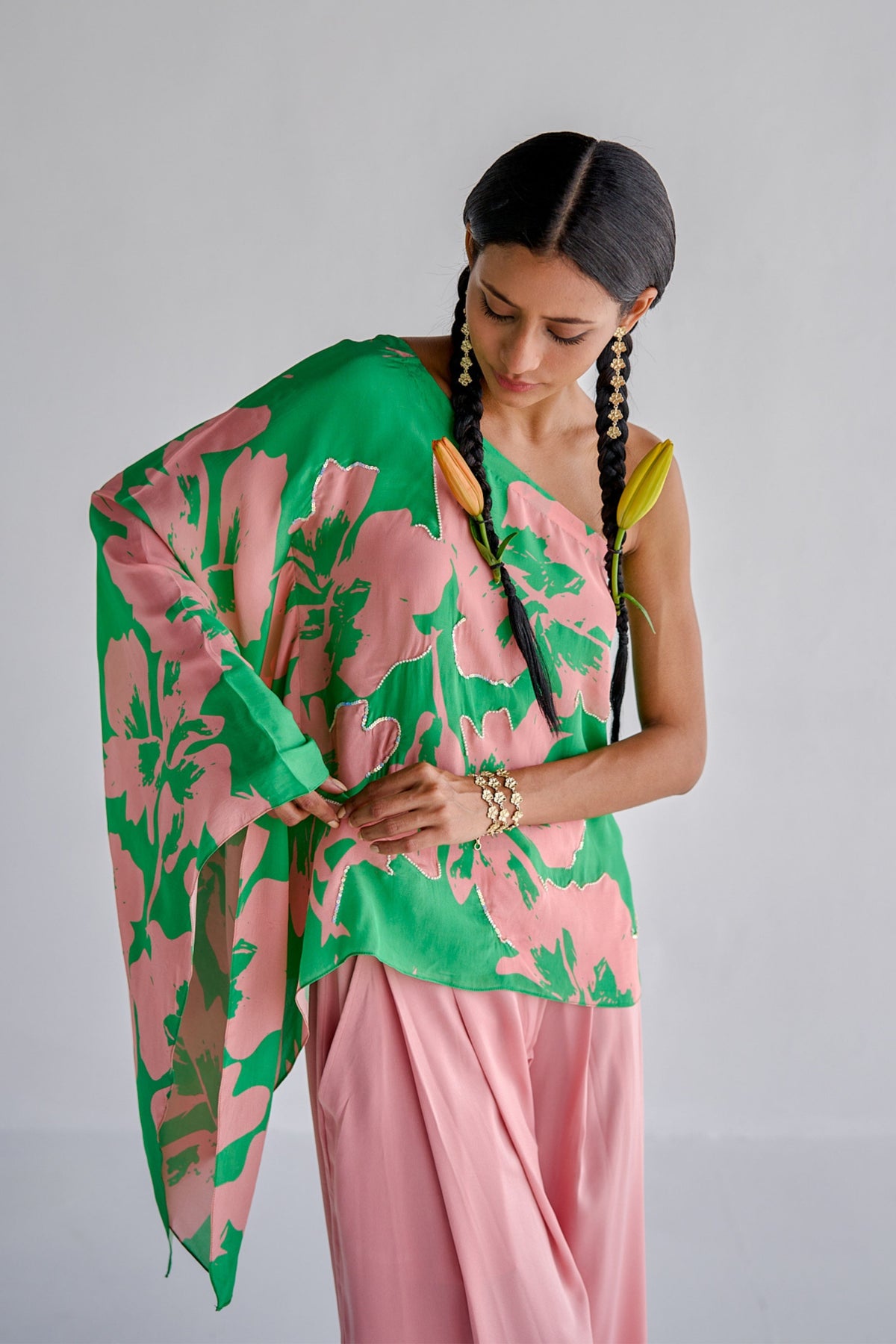 Green Pink Cape Set