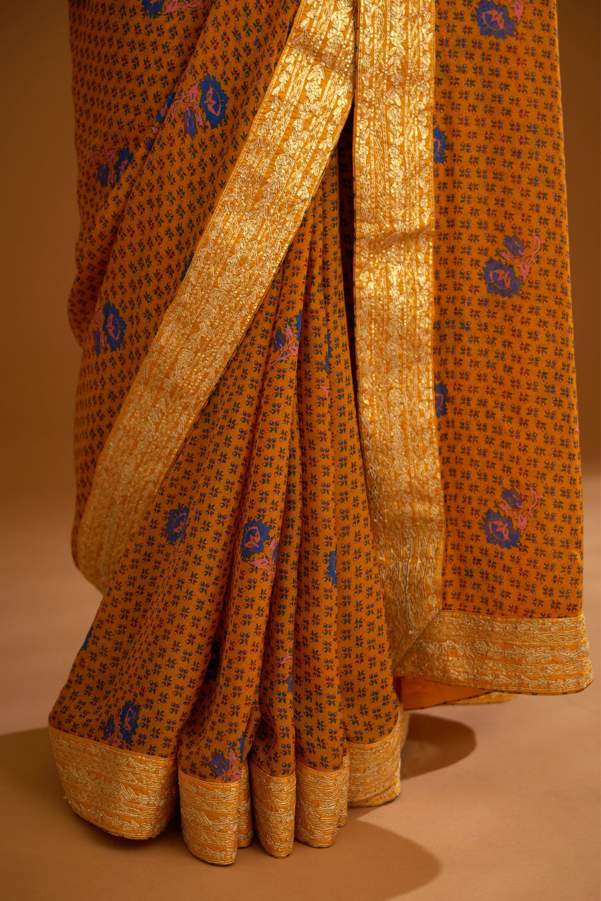 Mustard yellow Saree set