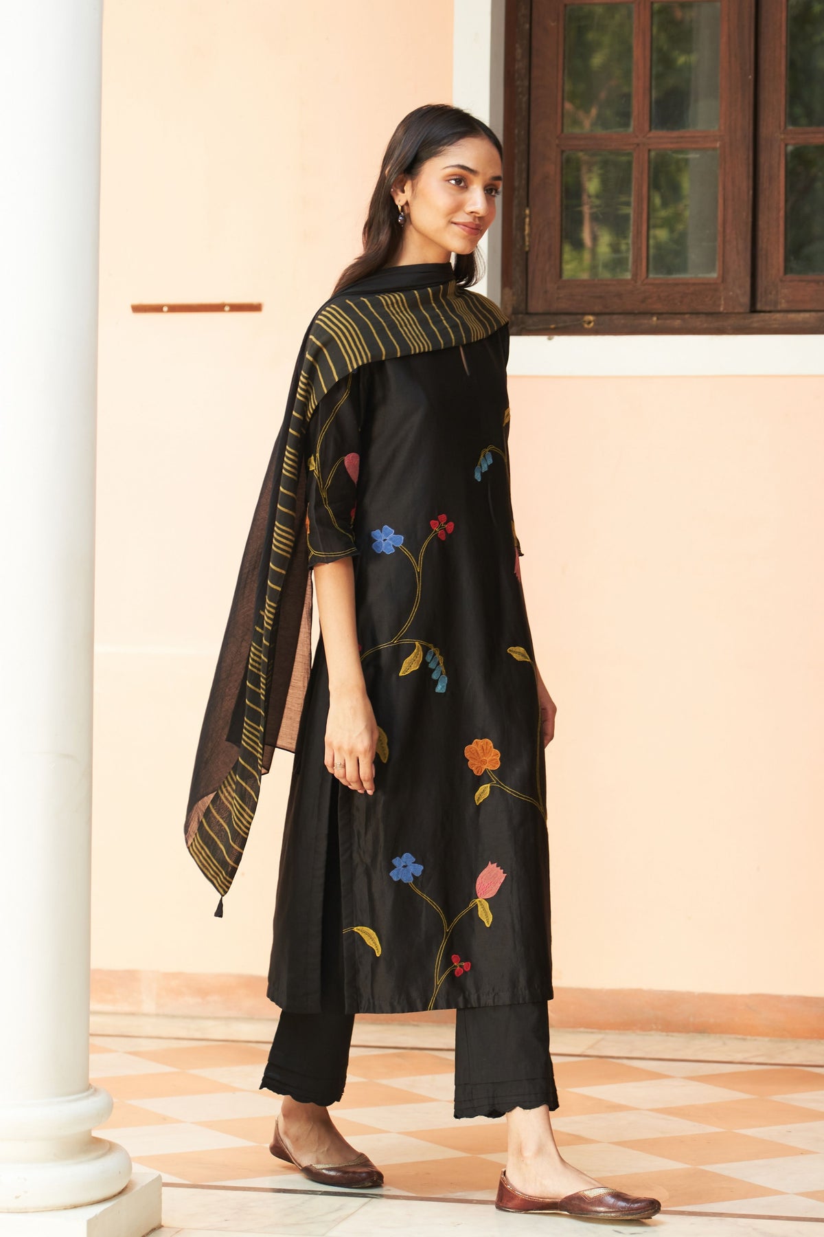 Coal Embroidered Kurta Set