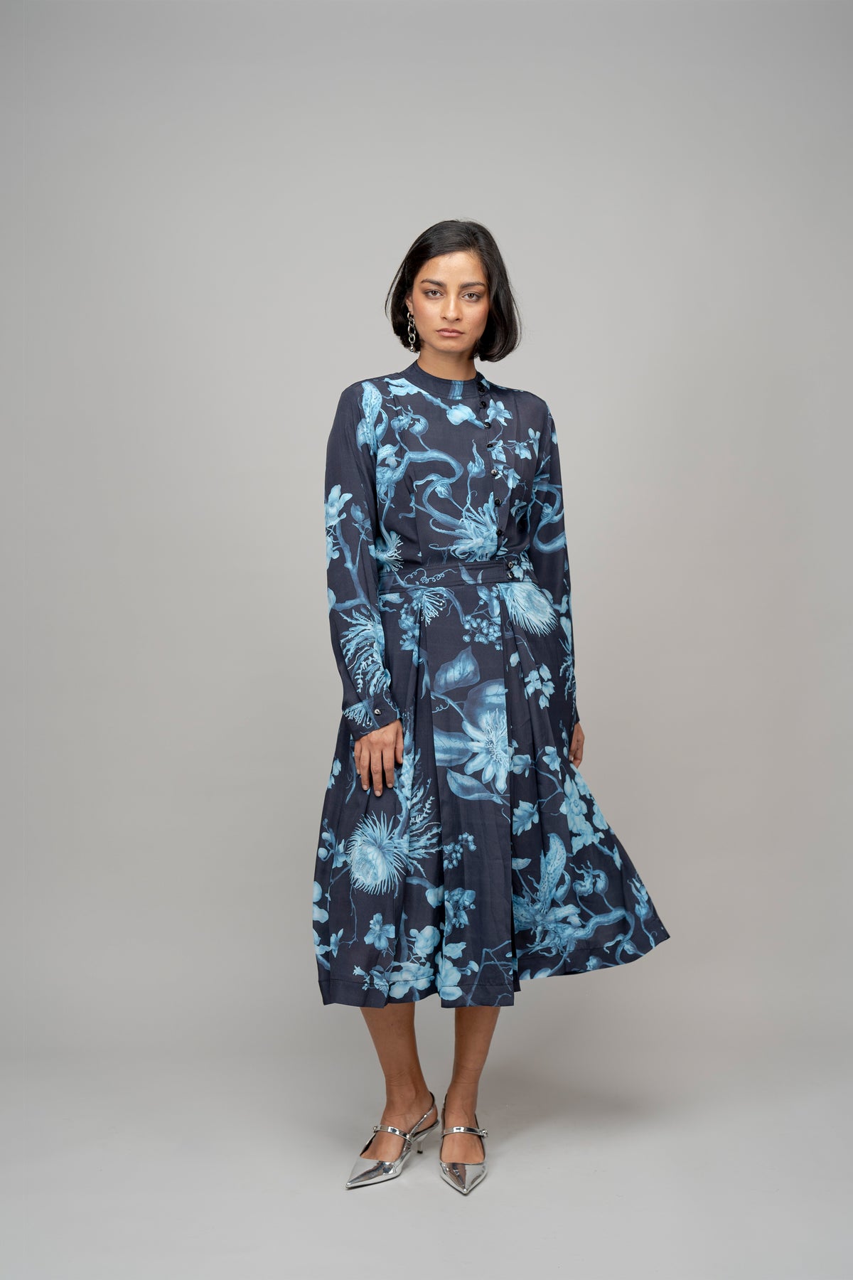 Garden Print Wrap Dress in Aurora Borealis