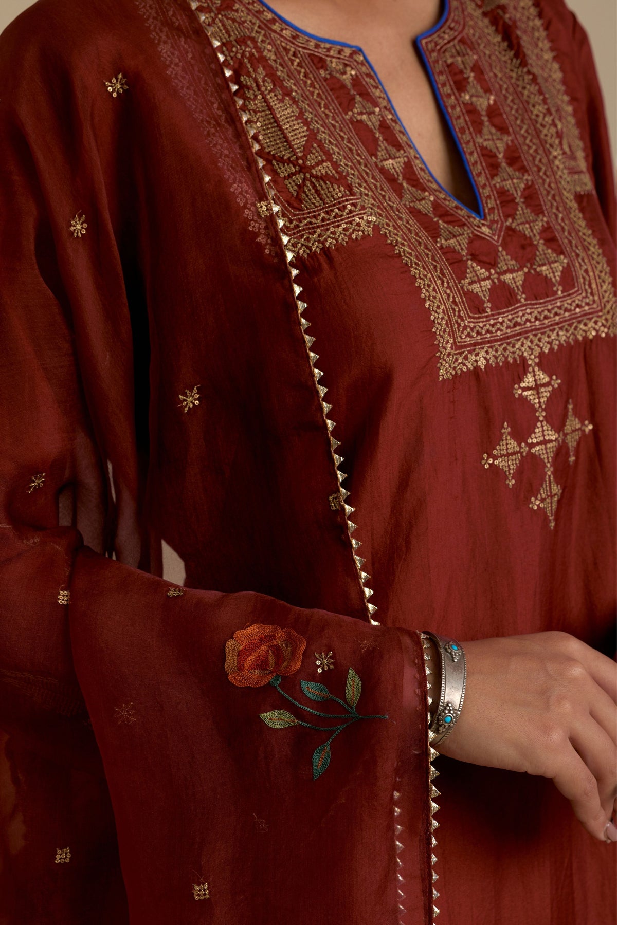 Maroon Silk Kurta Set