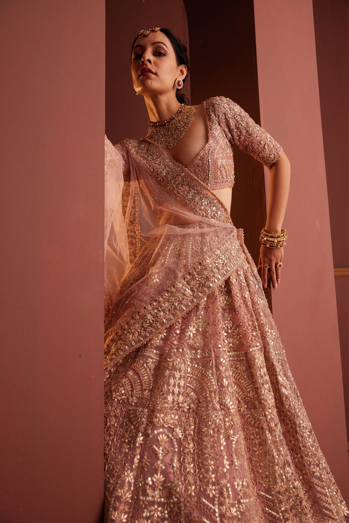 Pink Gotta-patti Lehenga