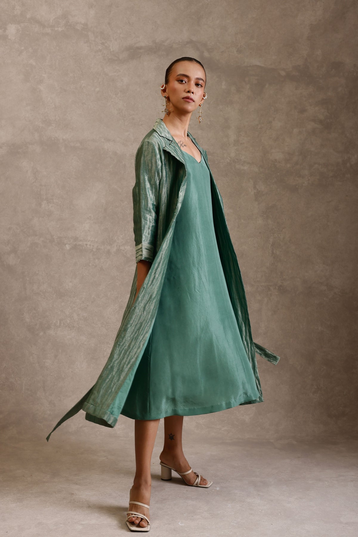 Aika Green A-line Dress Jacket